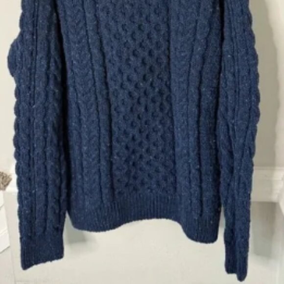 LL Bean men’s Vintage XXL 2XL blue Speckled cable knit Sweater 100% Wool - Picture 4 of 4